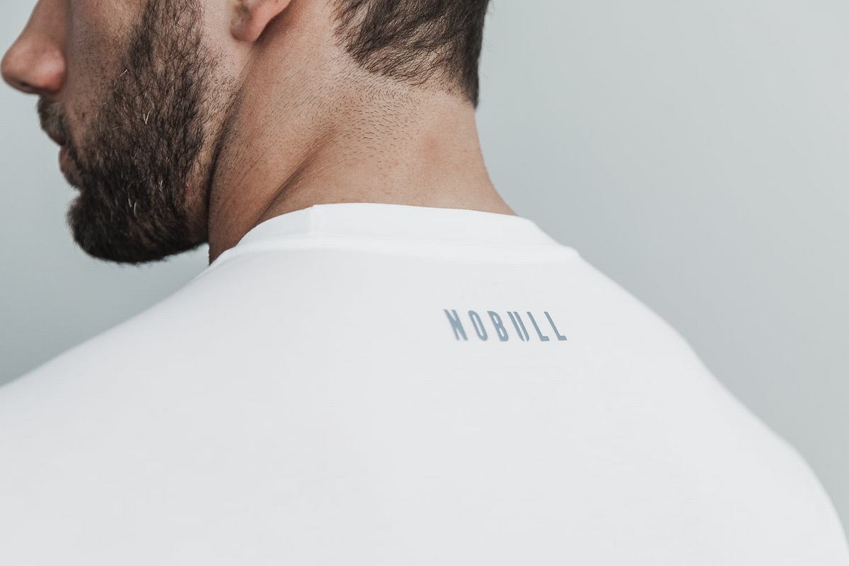 Nobull Crossfit® Men's Long Sleeves White | Australia (SD5364)